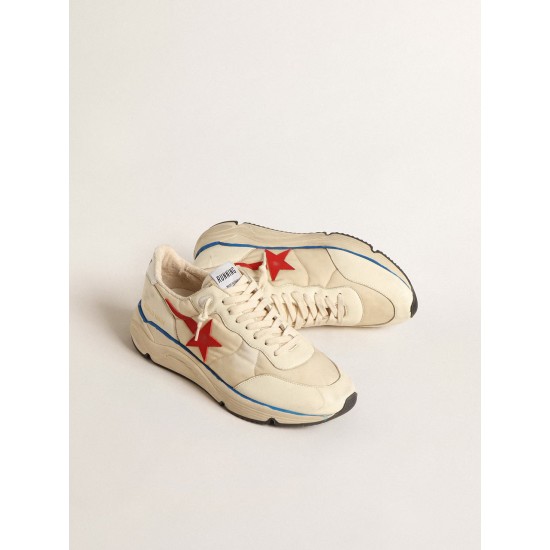 Men’s Running Sole LTD in beige nylon with red leather star
