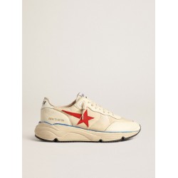 Men’s Running Sole LTD in beige nylon with red leather star