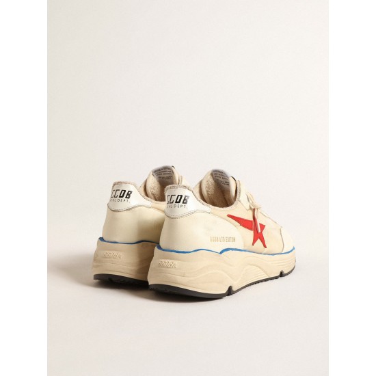 Men’s Running Sole LTD in beige nylon with red leather star