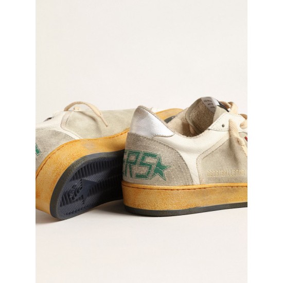 Ball Star in gray suede with red star and silver heel tab