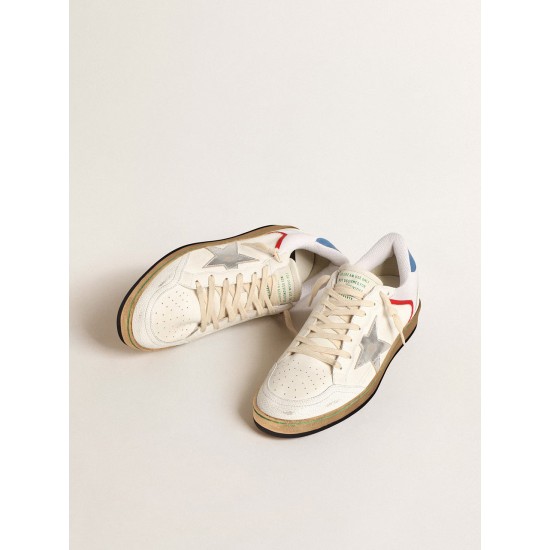 Ball Star in nappa and mesh with silver metallic leather star