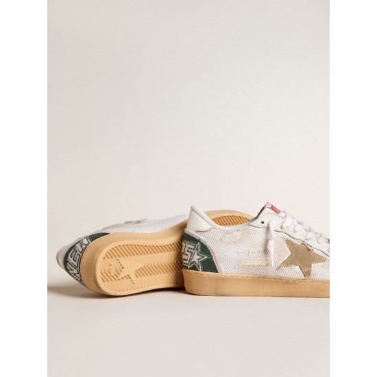 Ball Star LTD in white crackle leather and mesh with suede star