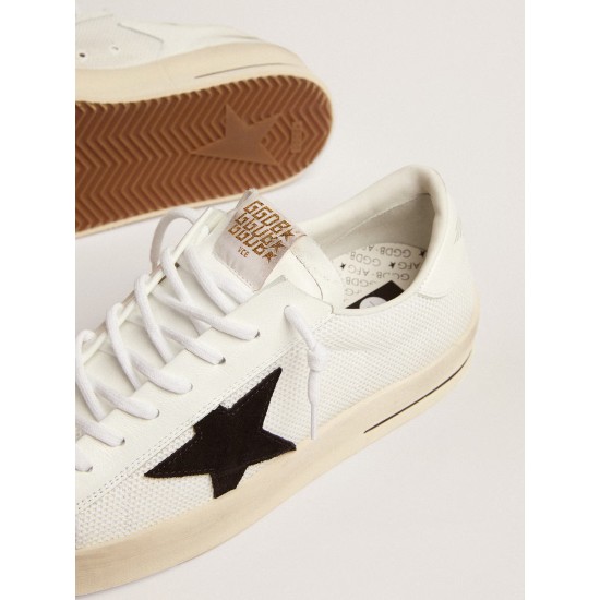 Men's Stardan in white mesh with black suede star