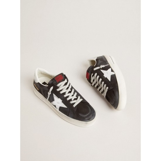 Stardan in black nubuck and mesh with gray leather star and heel tab