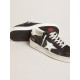 Stardan in black nubuck and mesh with gray leather star and heel tab