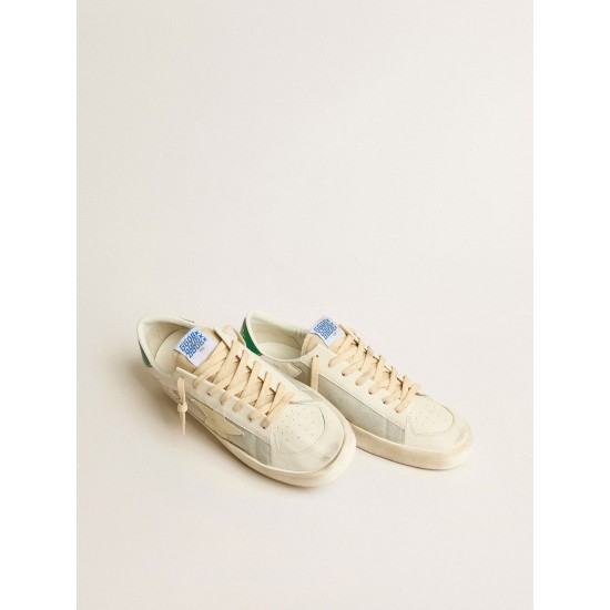 Stardan in nappa leather and ripstop fabric with cream star and green heel tab