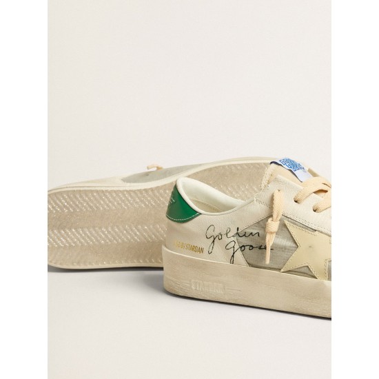 Stardan in nappa leather and ripstop fabric with cream star and green heel tab
