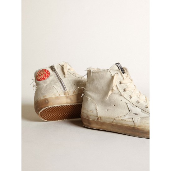 Francy sneakers in ivory canvas with white leather star