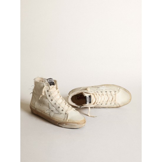 Francy sneakers in ivory canvas with white leather star