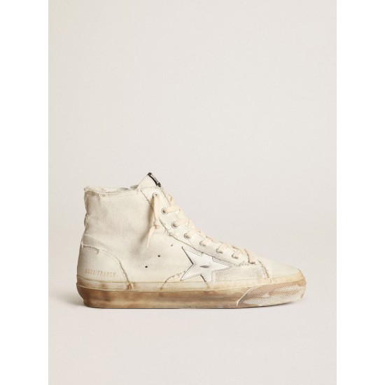 Francy sneakers in ivory canvas with white leather star