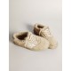 Men’s Space-Star shoes in beige shearling with white leather star and metallic leather heel tab