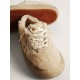 Men’s Space-Star shoes in beige shearling with white leather star and metallic leather heel tab