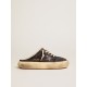 Men's Space-Star Sabot shoes in quilted black nylon with shearling lining