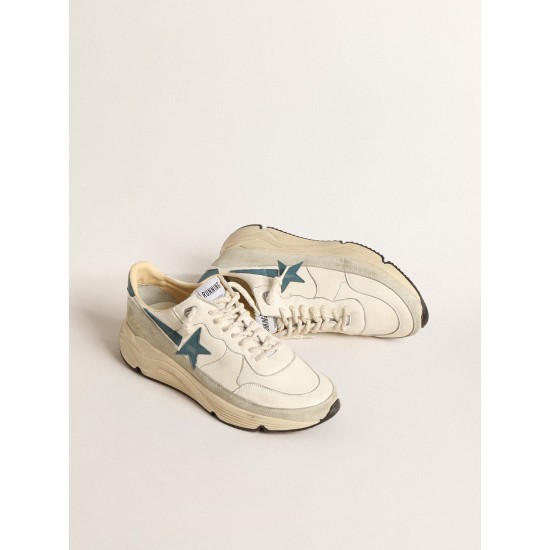 Running Sole in nappa with blue leather star and suede insert
