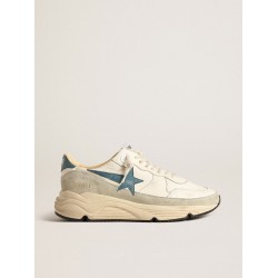 Running Sole in nappa with blue leather star and suede insert