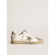 Men's Ball Star LTD sneakers in white nappa leather with dove-gray suede star and heel tab