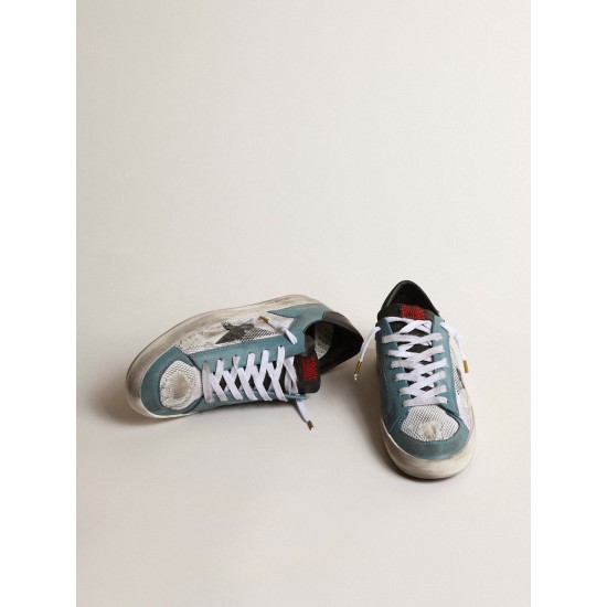 Men's Stardan in distressed mesh and petrol-colored upper