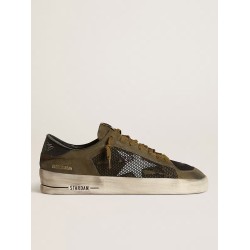 Men's Stardan in military green nubuck and black mesh with white star