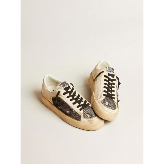 Men's Stardan LAB in ecru nappa and mesh with purple leather star