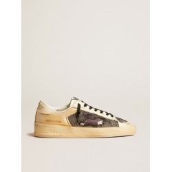 Men's Stardan LAB in ecru nappa and mesh with purple leather star