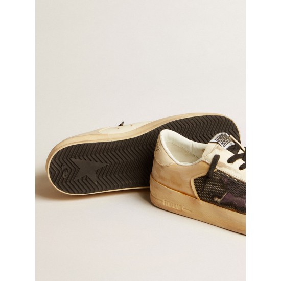 Men's Stardan LAB in ecru nappa and mesh with purple leather star