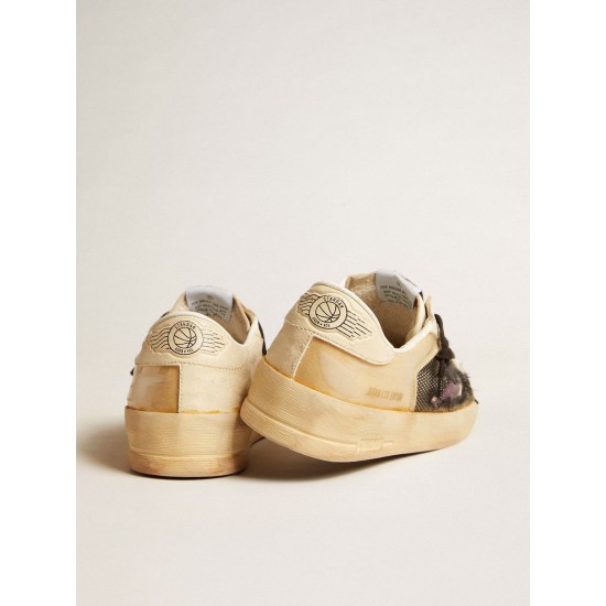 Men's Stardan LAB in ecru nappa and mesh with purple leather star