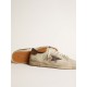 Stardan in nubuck and mesh with brown lizard-print leather star