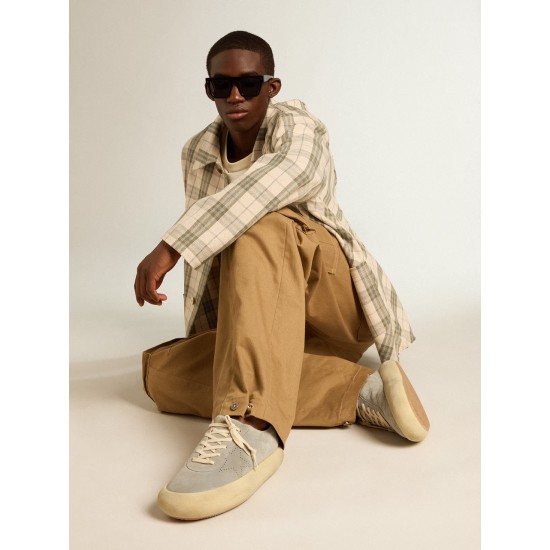 Men's Space-Star shoes in ice-gray suede with perforated star