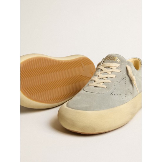 Men's Space-Star shoes in ice-gray suede with perforated star