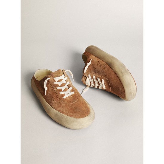 Men's Space-Star Sabots in tobacco suede with perforated star
