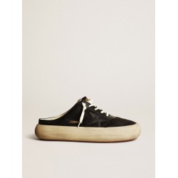 Men's Space-Star Sabots in black nylon with black leather star