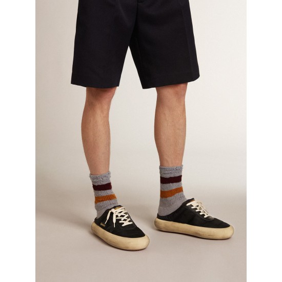 Men's Space-Star Sabots in black nylon with black leather star