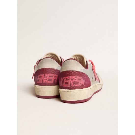 Men’s Ball Star Pro in silver crackle leather with burgundy star