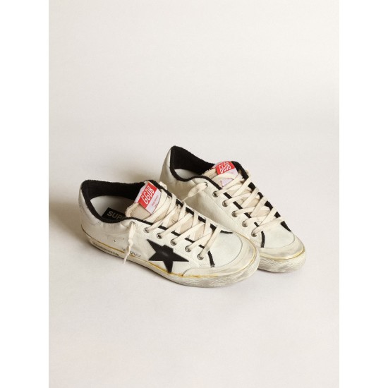 Men's Super-Star LTD in beige canvas with black star
