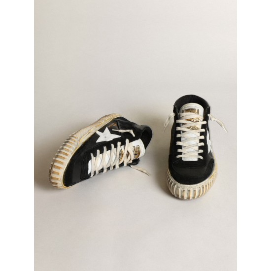 Men’s Mid Star in black nappa and suede with white leather star