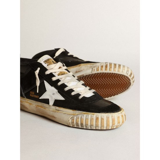 Men’s Mid Star in black nappa and suede with white leather star