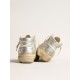 Men’s Mid Star in silver metallic leather with ivory star
