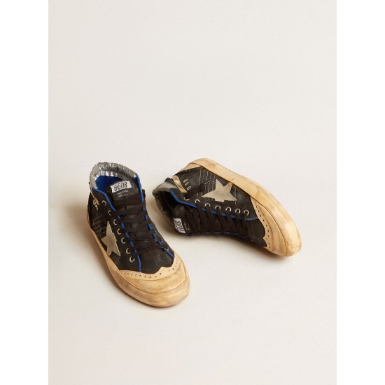 Men’s Mid Star LAB in black canvas with ice-gray suede star