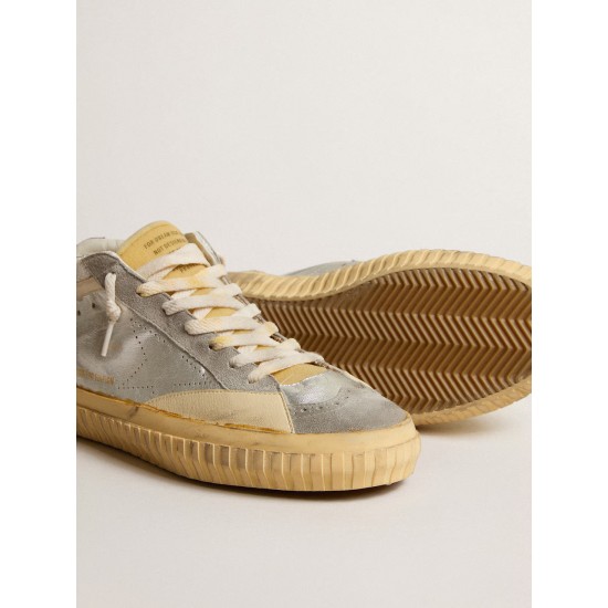 Mid Star LAB in silver metallic leather and mesh with perforated star