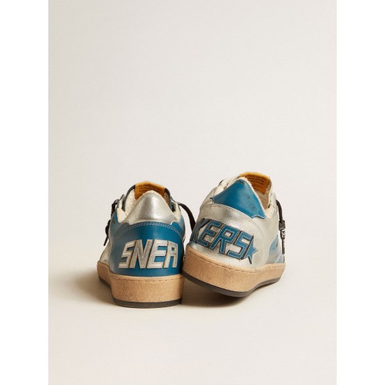 Ball Star LAB in glossy blue and silver leather with perforated star
