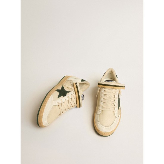 Ball Star in nylon and nappa with green suede star and heel tab