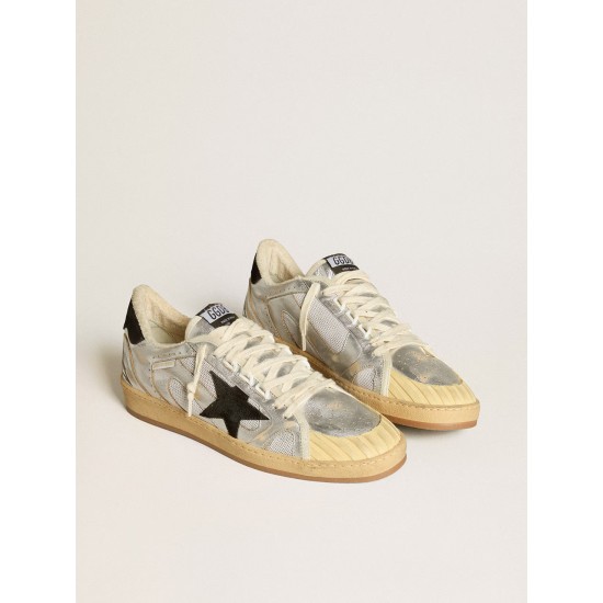 Ball Star LAB in silver leather with black suede star and heel tab