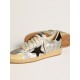 Ball Star LAB in silver leather with black suede star and heel tab
