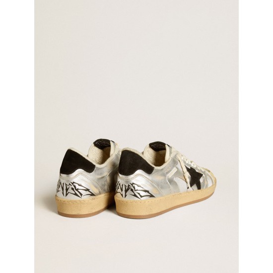 Ball Star LAB in silver leather with black suede star and heel tab