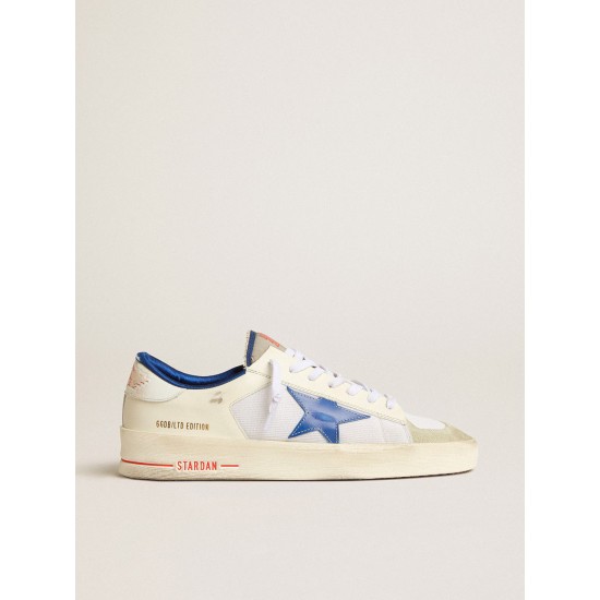 Stardan LTD in white mesh and leather with blue star and white heel tab