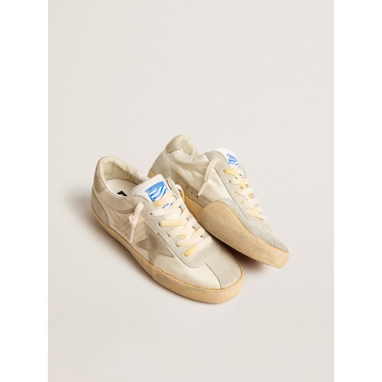 Men’s Super-Star LAB in nylon with dove-gray star and ice-gray suede inserts