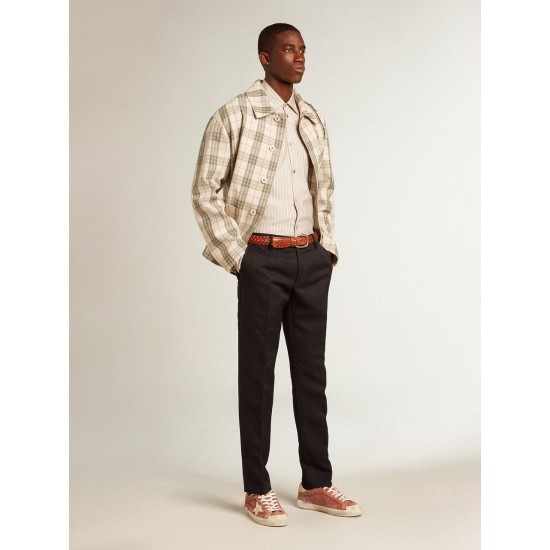 Super-Star in red leather with cream nubuck star and heel tab