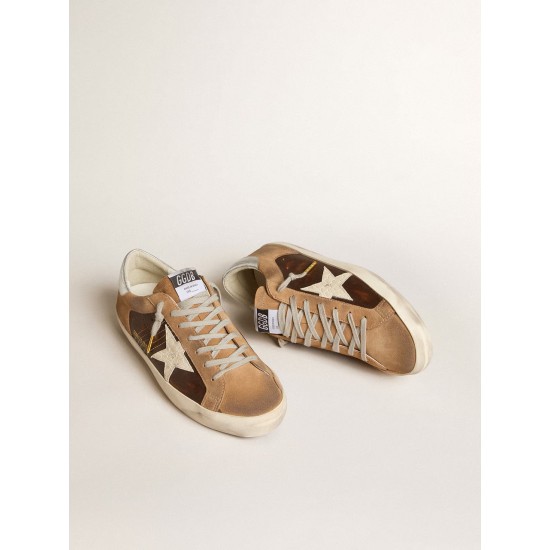 Super-Star LTD in brown leather and tobacco suede with white star