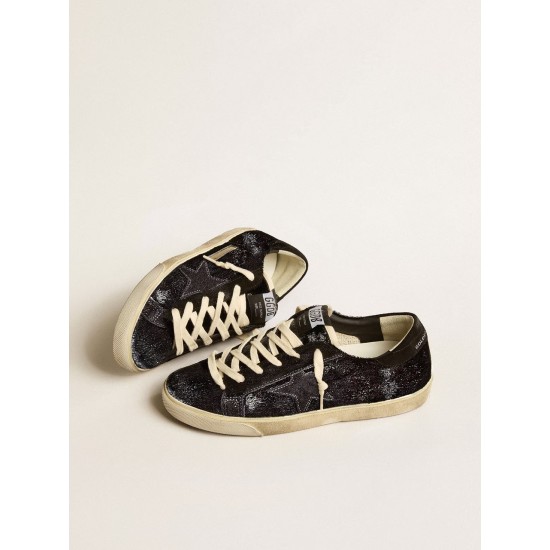 Men’s Super-Star in black velvet and suede with black suede star