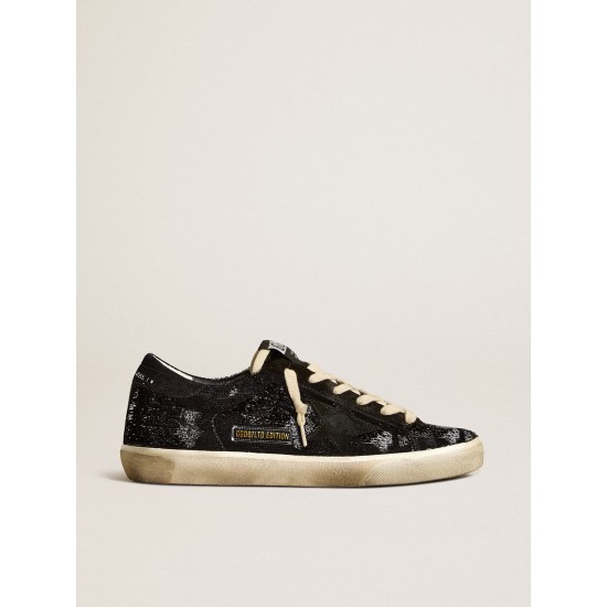 Men’s Super-Star in black velvet and suede with black suede star